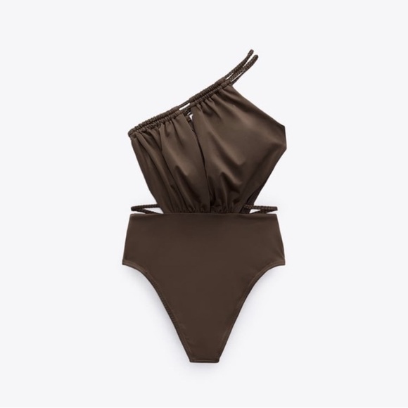Elegant Brown One-Piece with Asymmetrical Cutouts - Picture 3 of 5